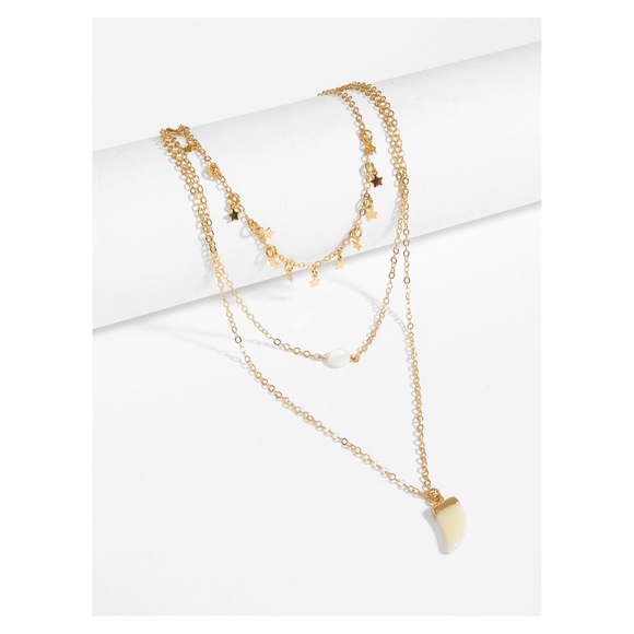 MBM Unlimited Jewelry - Gold Mini Stars Charms Horn Layered Necklace